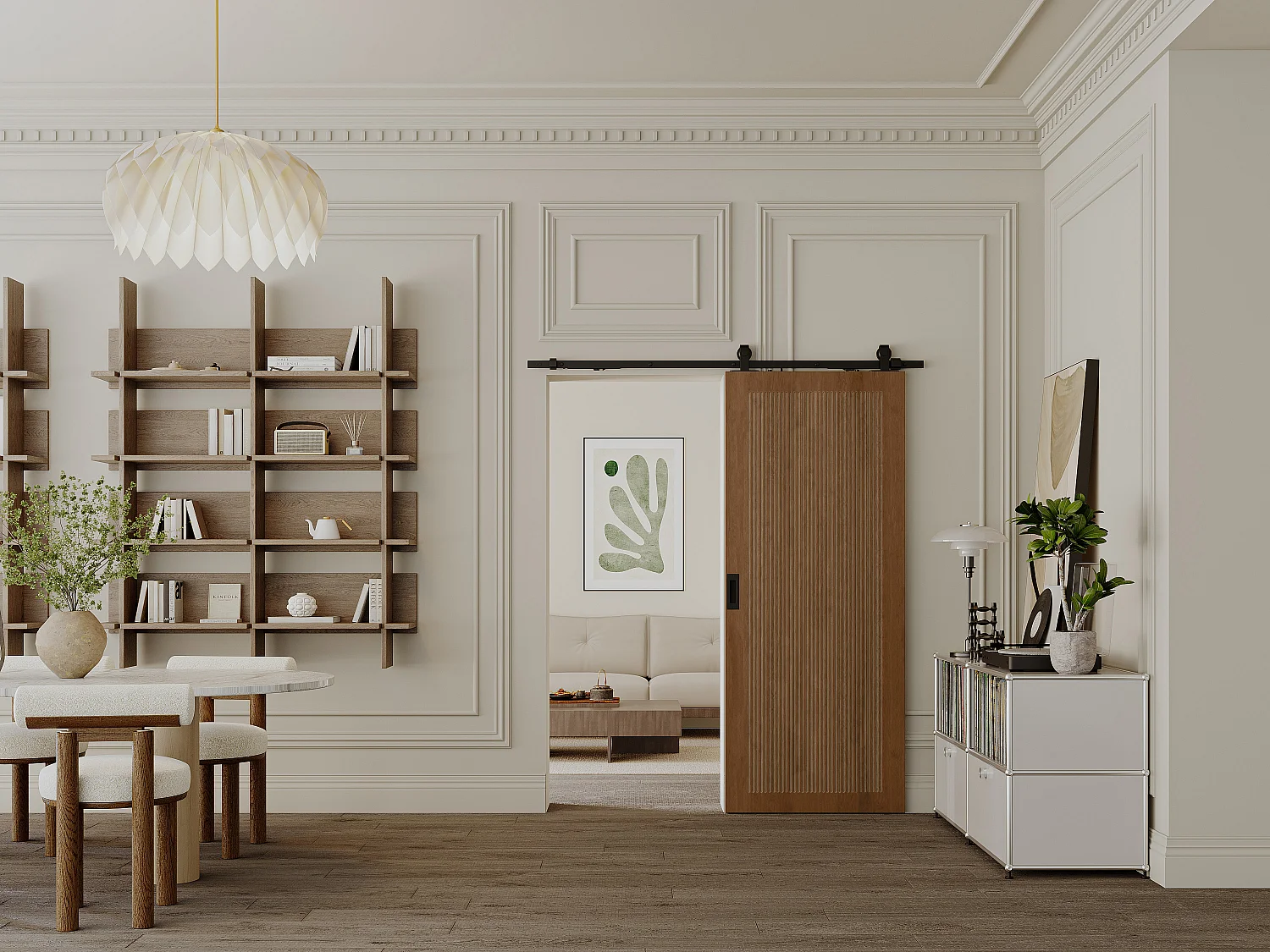 Puerta corredera vista en MDF y madera natural oscura - H205 x L73 cm - SANDORA