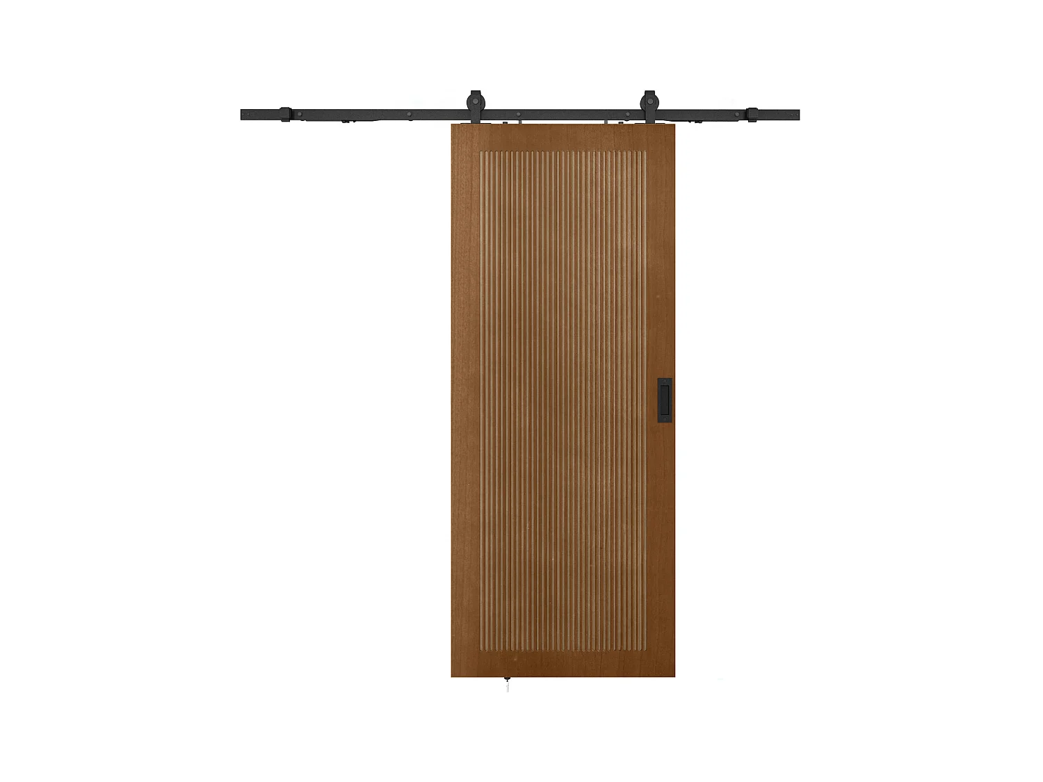 Puerta corredera vista en MDF y madera natural oscura - H205 x L73 cm - SANDORA