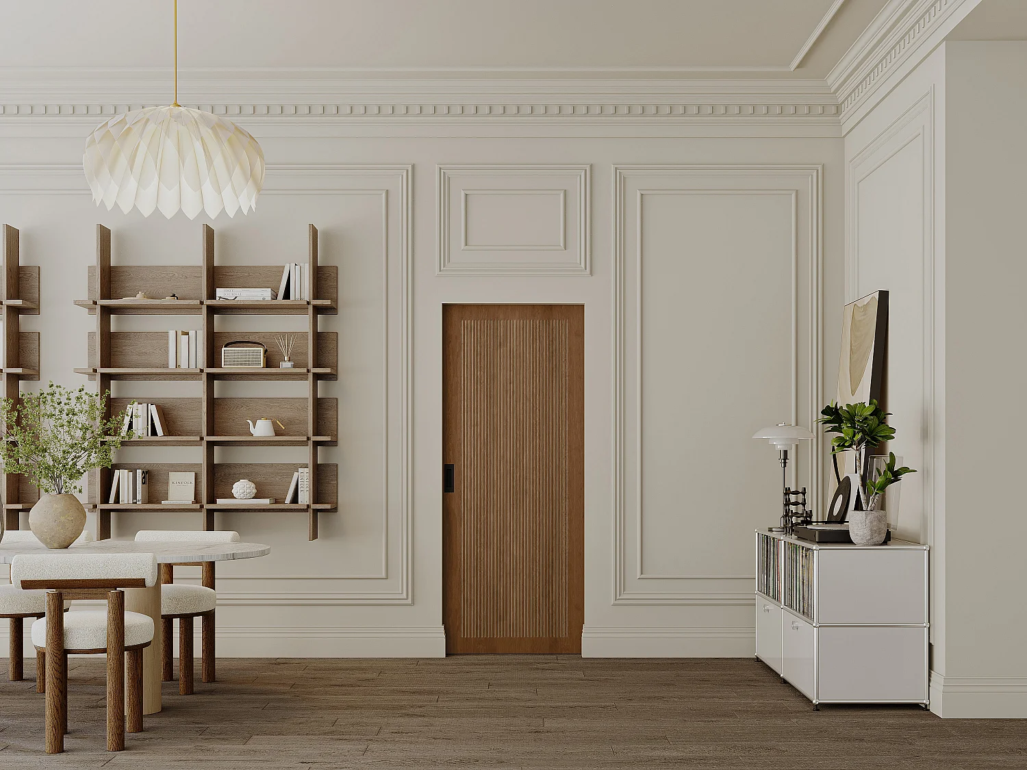 Porte coulissante avec système à galandage en MDF et bois - naturel foncé - H205 x L83 cm - SANDORA
