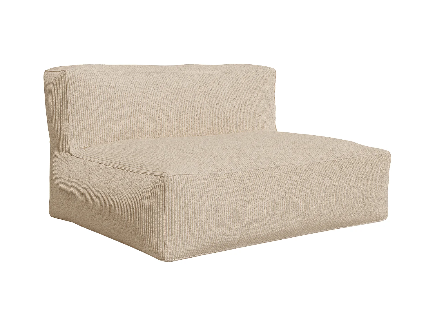 Modulaire hoekzitbank met fauteuil en poef van beige ribfluweel NOUMARA