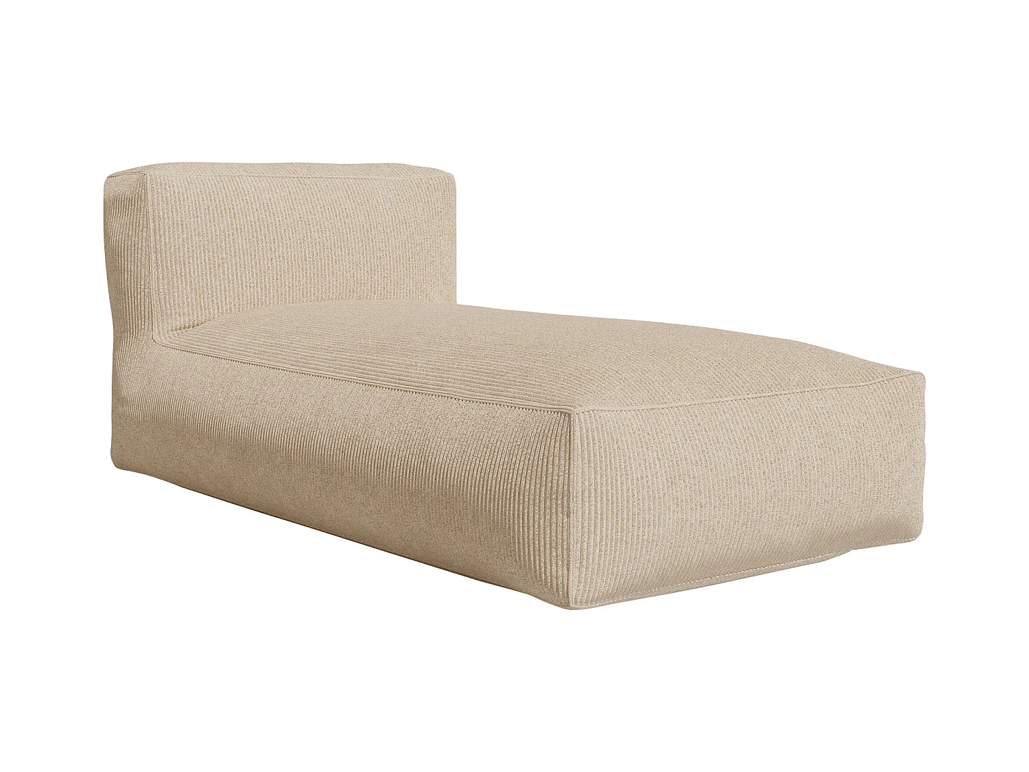 Modulaire hoekzitbank met fauteuil en poef van beige ribfluweel NOUMARA