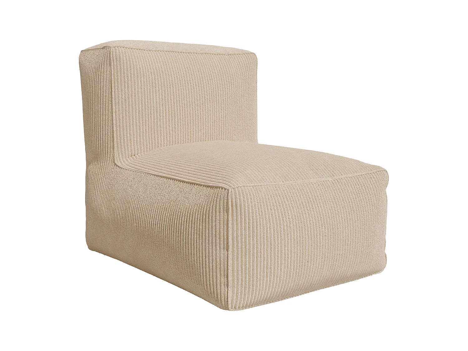 Modulaire hoekzitbank met fauteuil en poef van beige ribfluweel NOUMARA