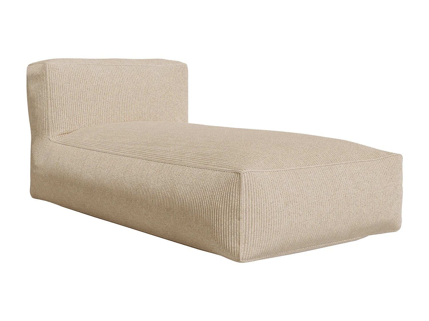 Divano angolare modulare con poltrona e pouf in velluto a coste Beige - NOUMARA