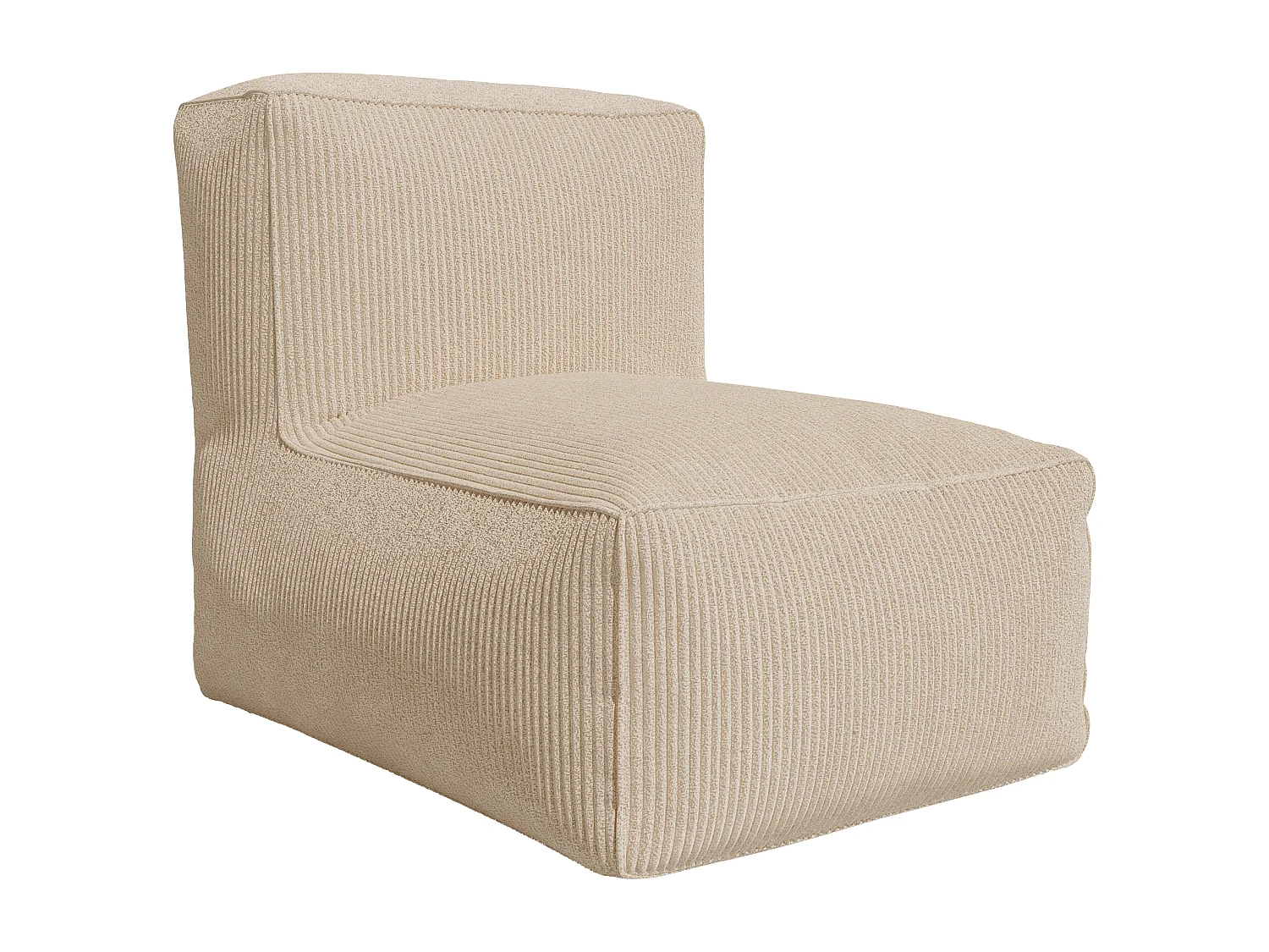 Divano angolare modulare con poltrona e pouf in velluto a coste Beige - NOUMARA