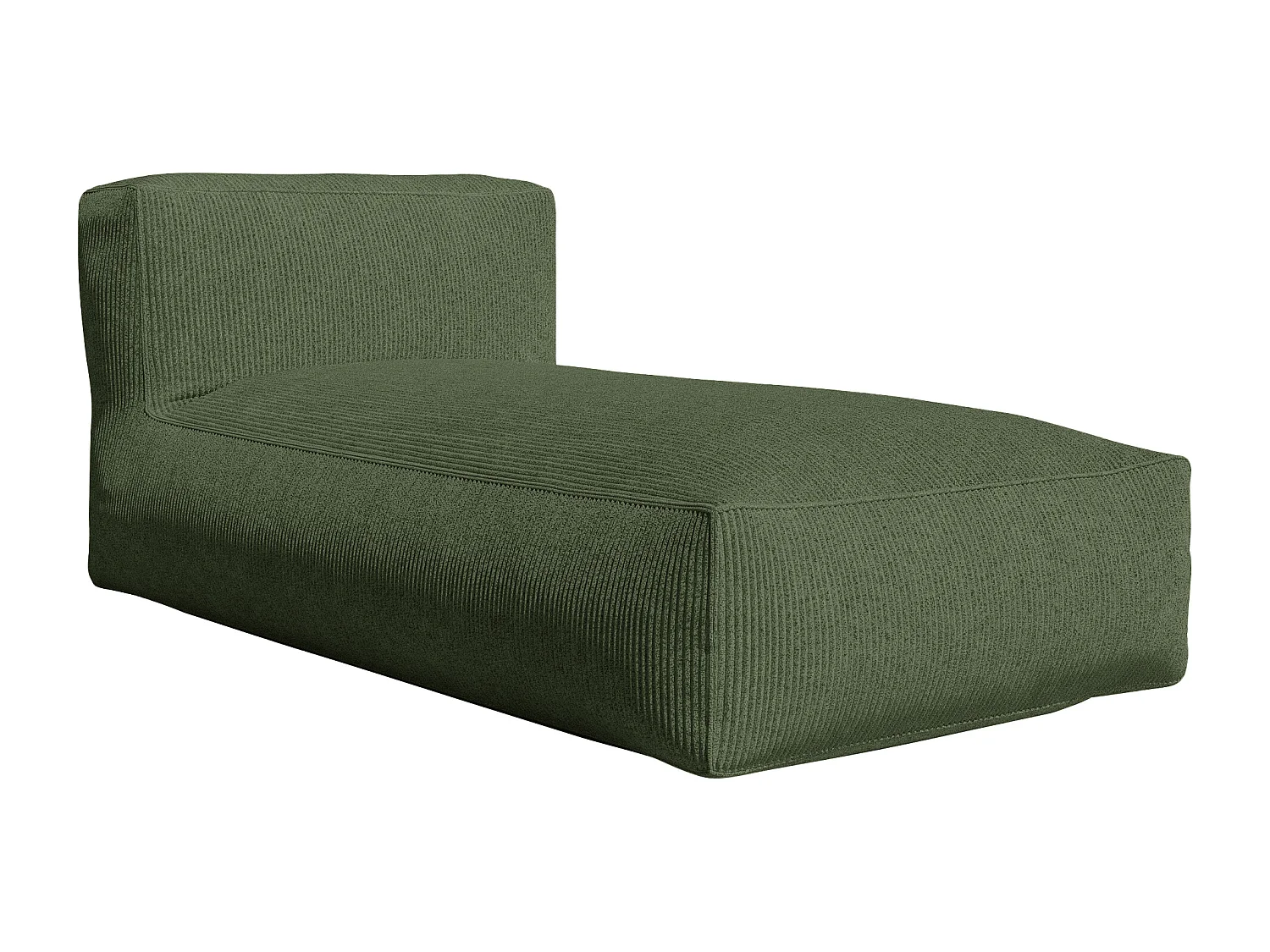 Canapé d'angle modulable avec fauteuil et pouf en velours côtelé vert NOUMARA