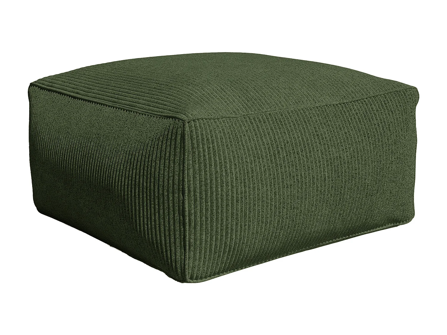 Canapé d'angle modulable avec fauteuil et pouf en velours côtelé vert NOUMARA