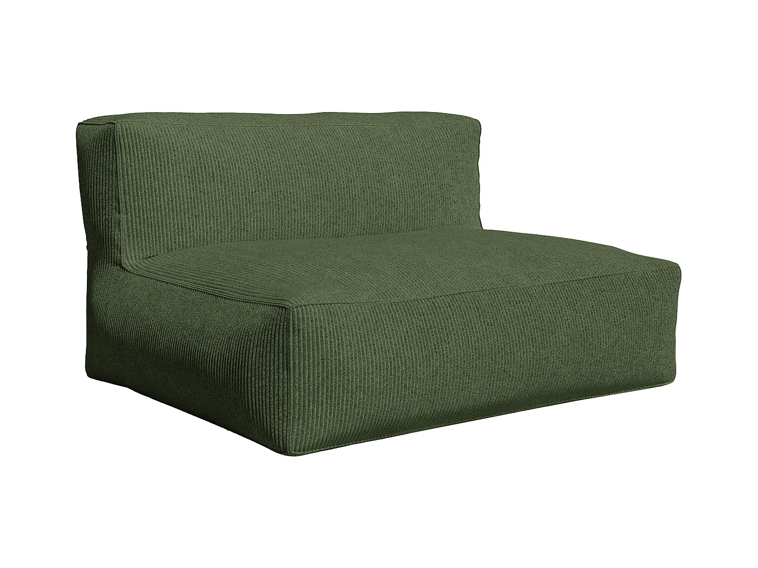 Canapé modulable avec fauteuil et pouf en velours côtelé vert NOUMARA