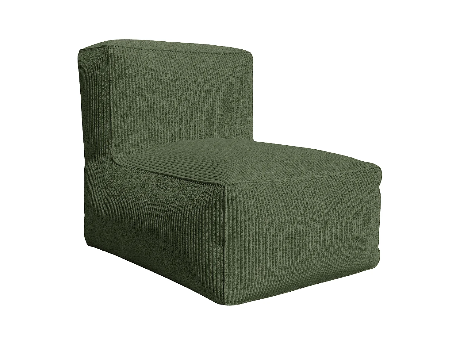 Canapé modulable avec fauteuil et pouf en velours côtelé vert NOUMARA