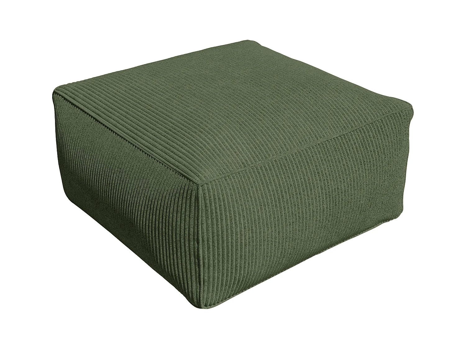Canapé modulable avec fauteuil et pouf en velours côtelé vert NOUMARA