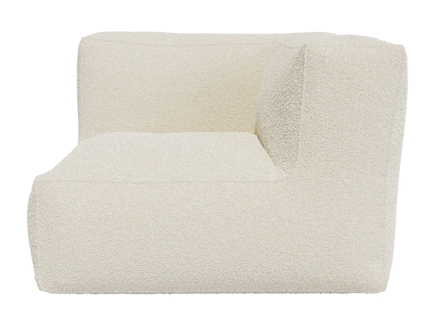 Modulerbar soffa med fåtölj och sittpuff i beige teddy-tyg NOUMARA