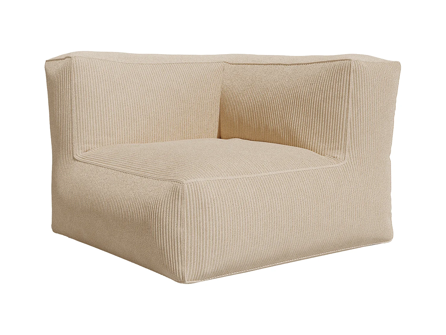 Modulaire zitbank met poef van beige ribfluweel NOUMARA