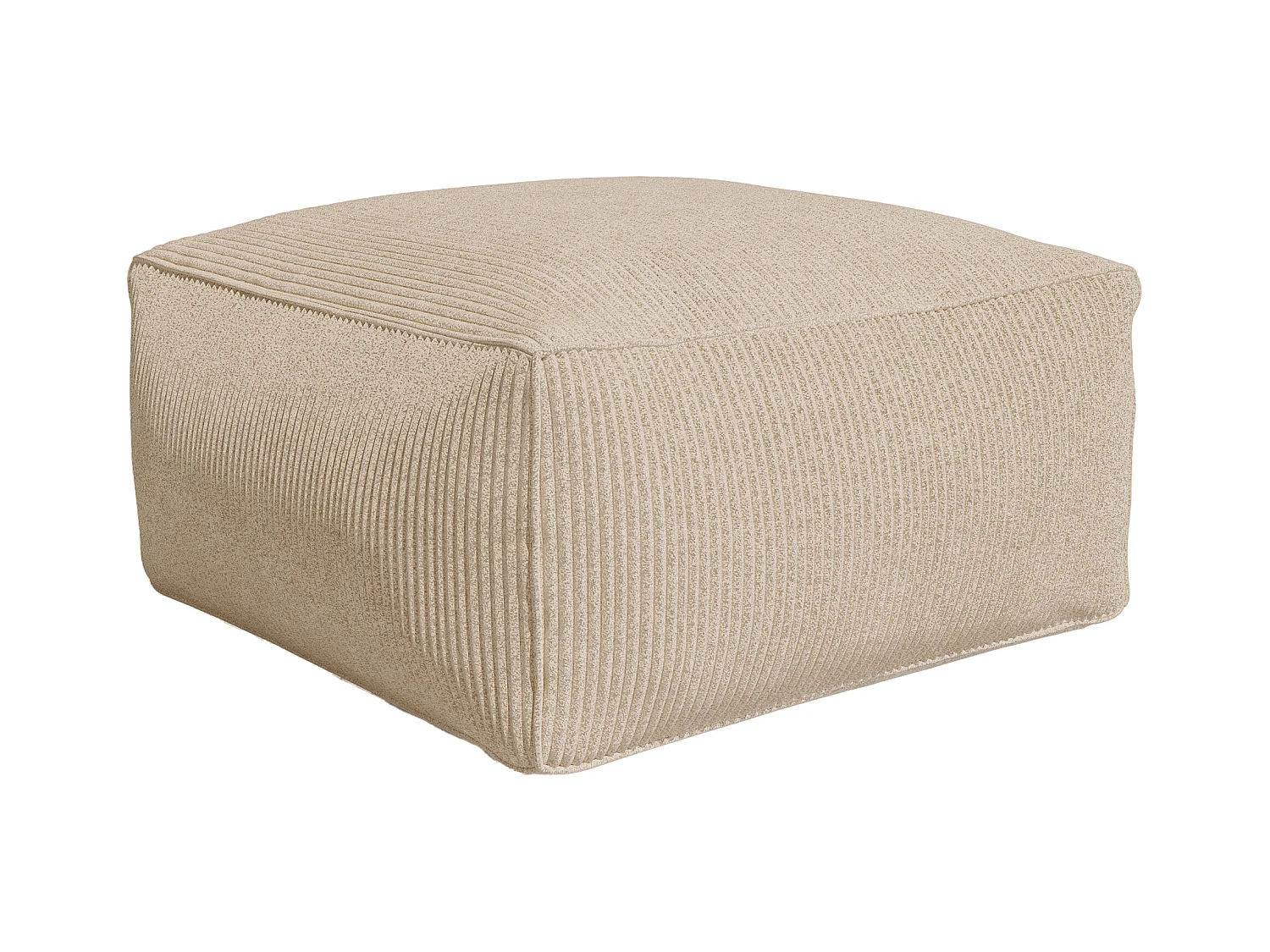Modulaire zitbank met poef van beige ribfluweel NOUMARA