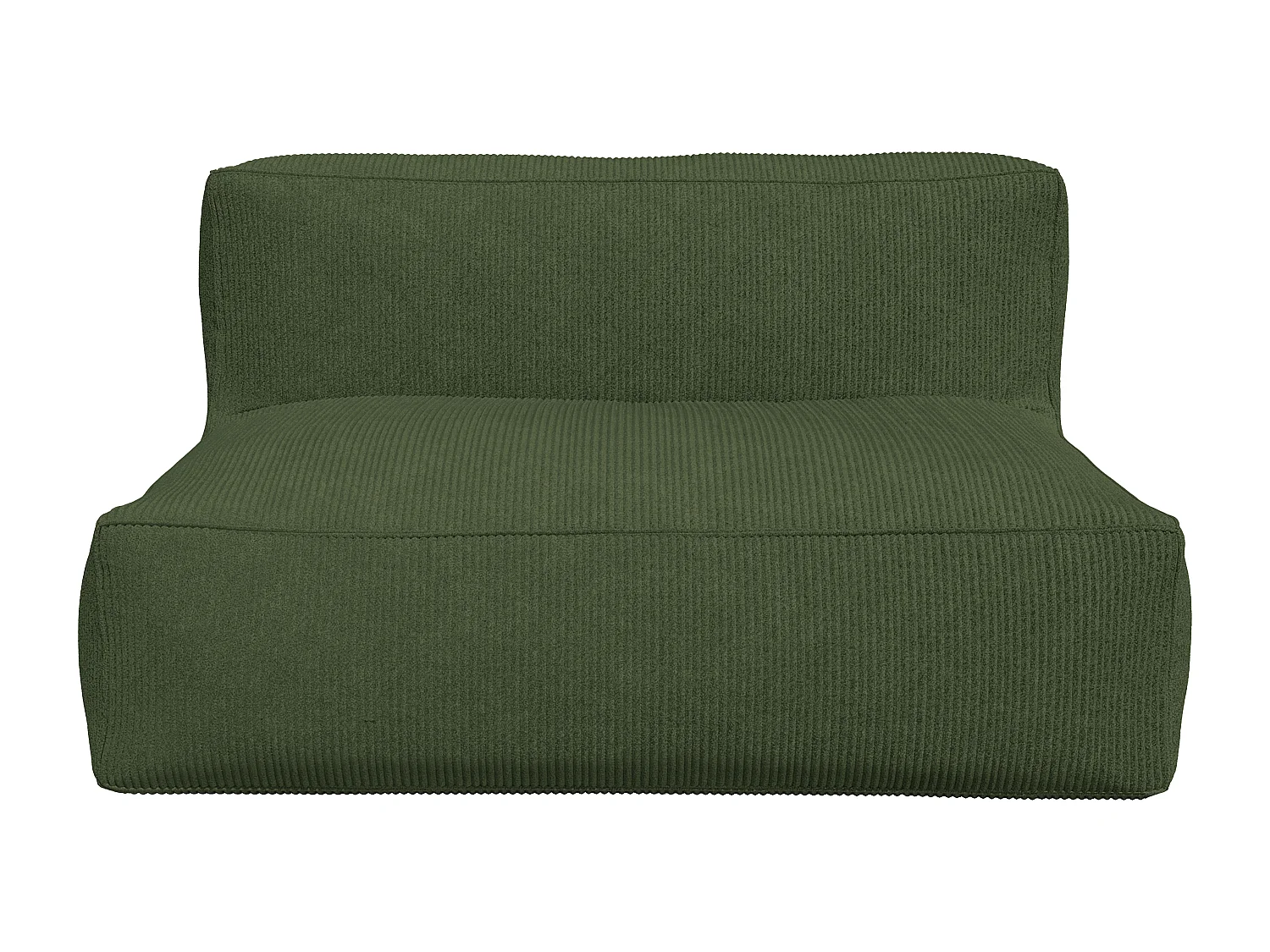 Moduleerbare zitbank met fauteuil met poef van groen ribfluweel NOUMARA