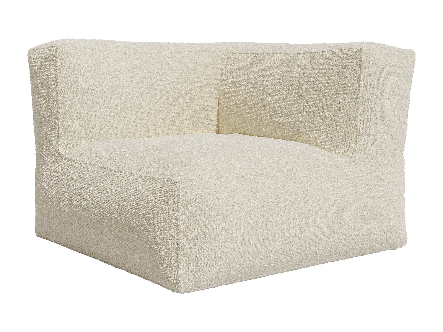 Modulär soffa med puff i beige bouclé-tyg NOUMARA