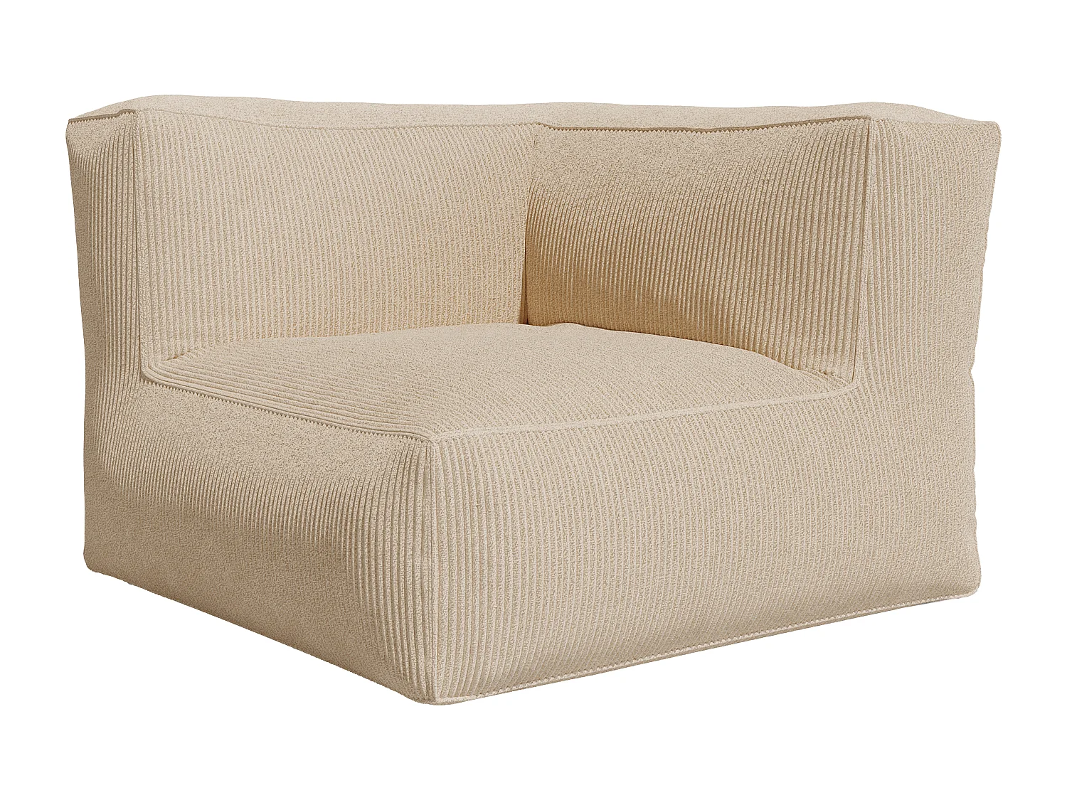 Canapé d'angle modulable avec pouf en velours côtelé beige NOUMARA