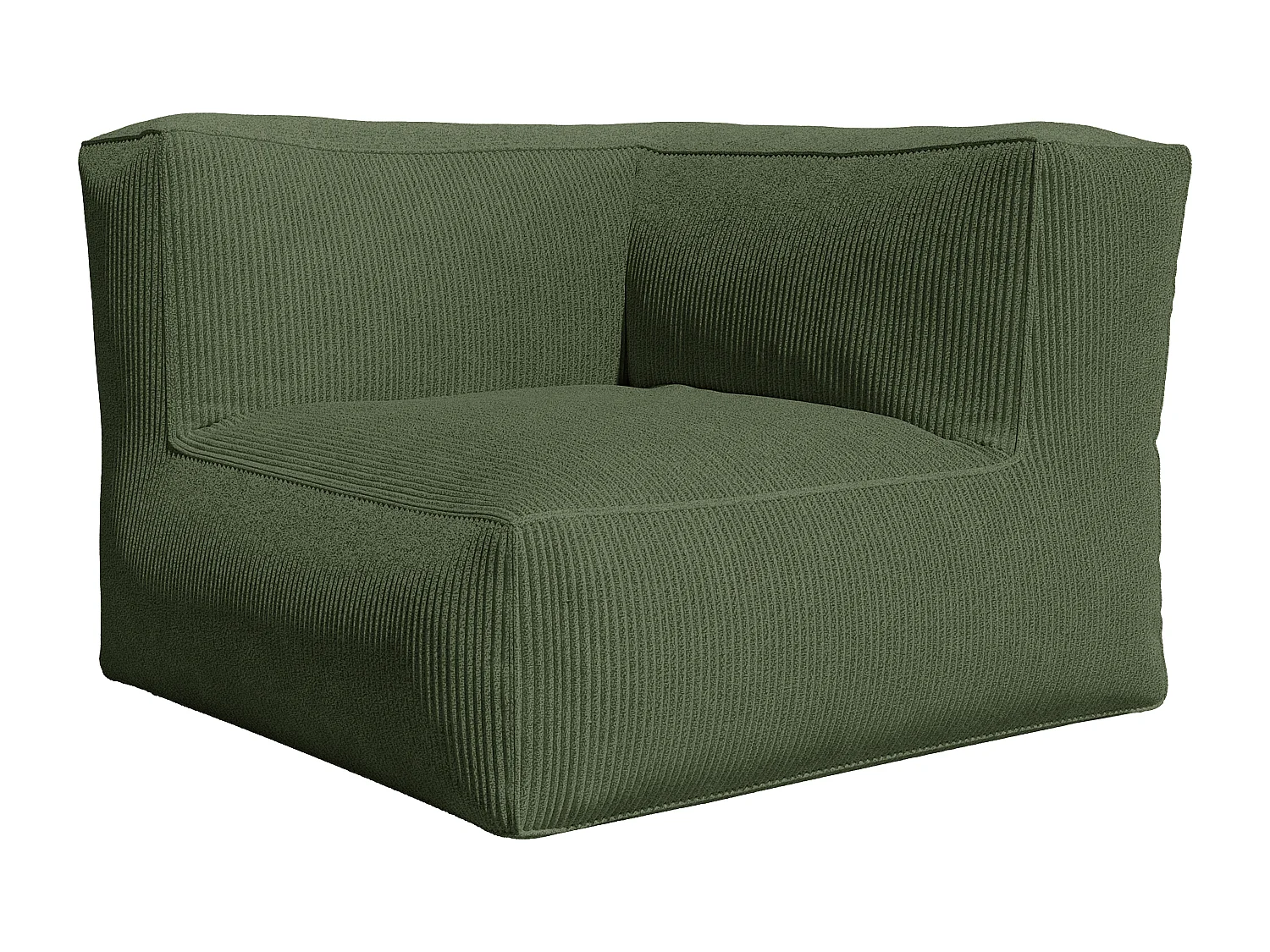 Canapé d'angle modulable avec pouf en velours côtelé vert NOUMARA