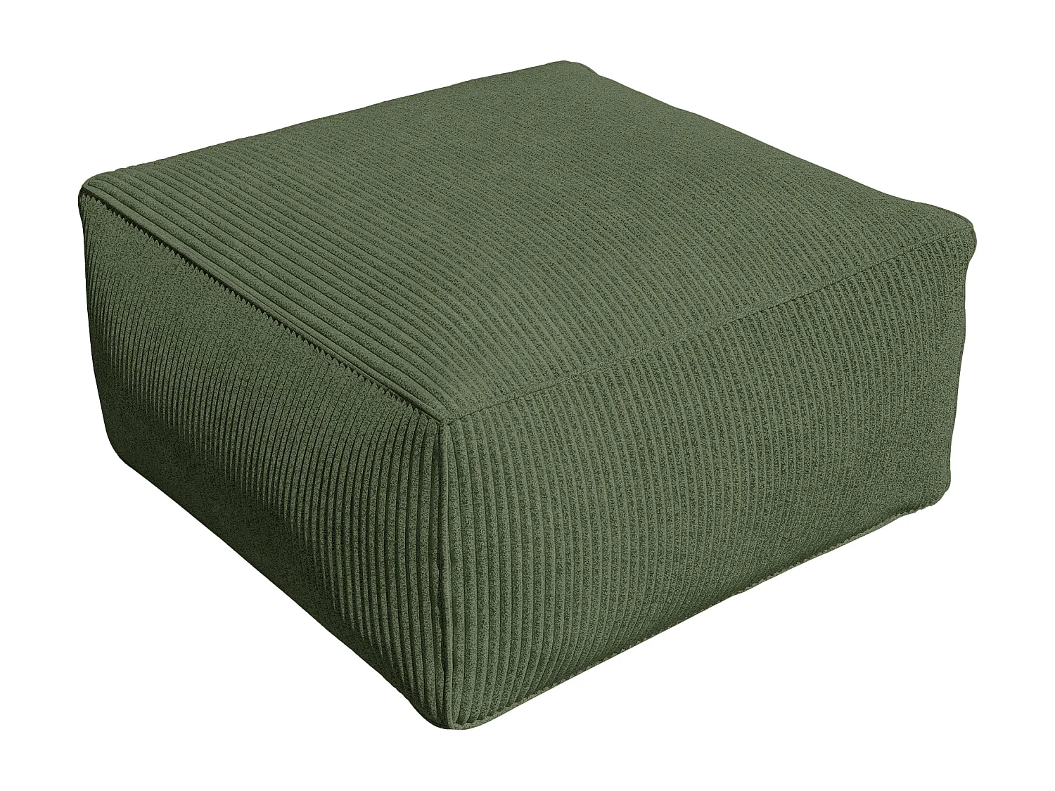 Canapé d'angle modulable avec pouf en velours côtelé vert NOUMARA