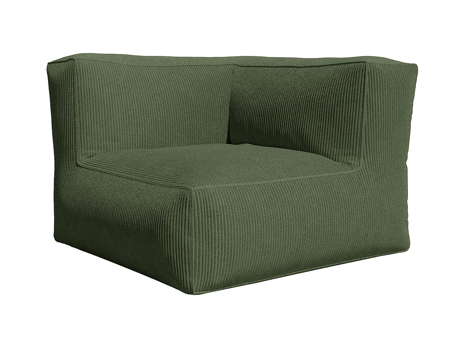 Canapé d'angle modulable avec pouf en velours côtelé vert NOUMARA