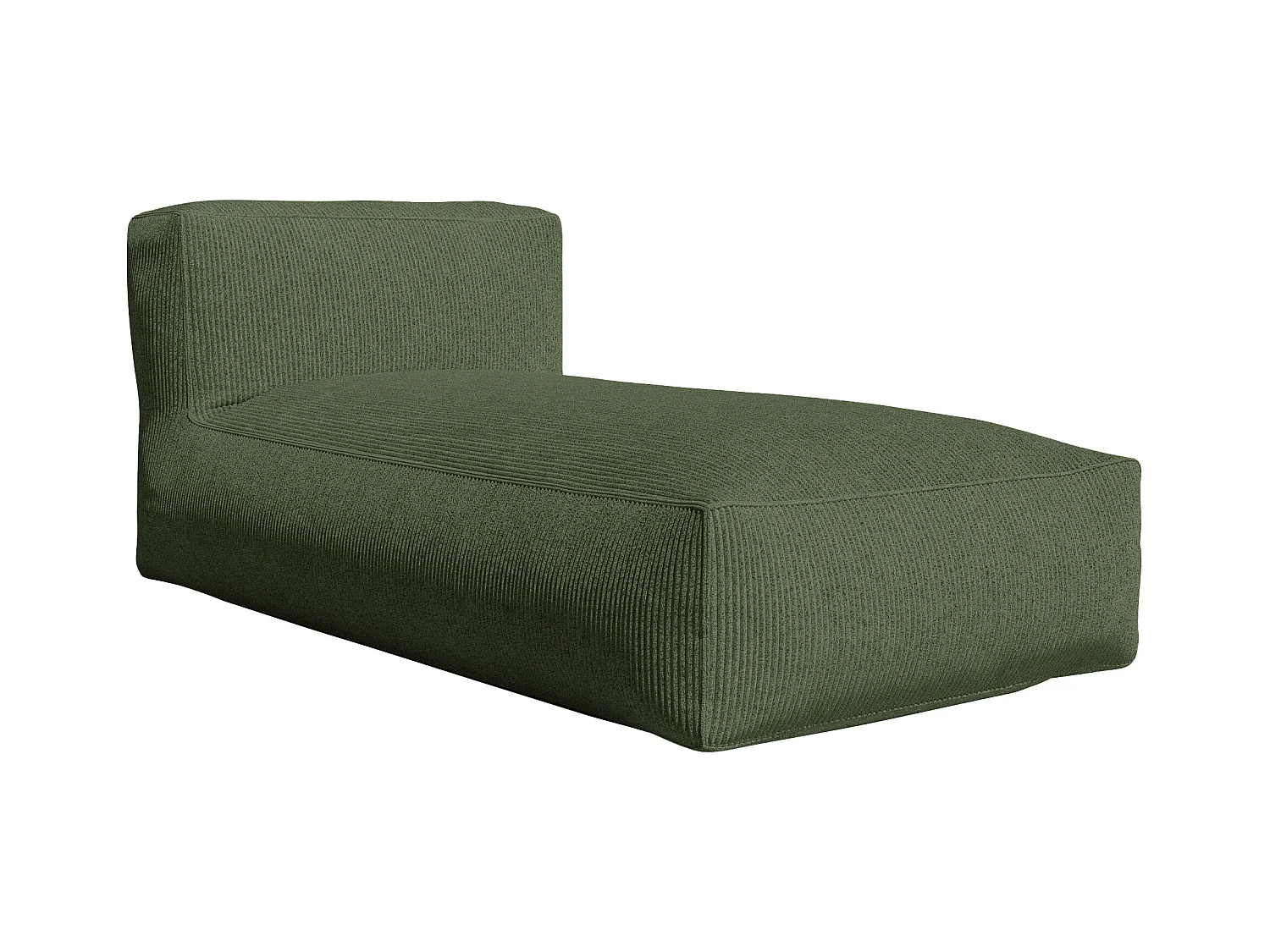 Canapé d'angle modulable avec pouf en velours côtelé vert NOUMARA