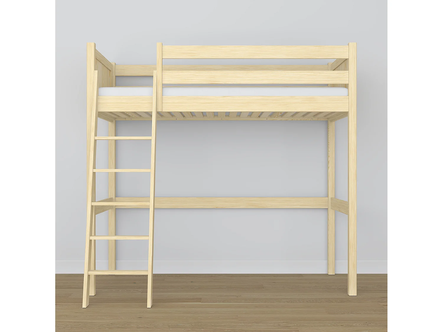 Lit mezzanine en bois N04 Pin Clair 100x190