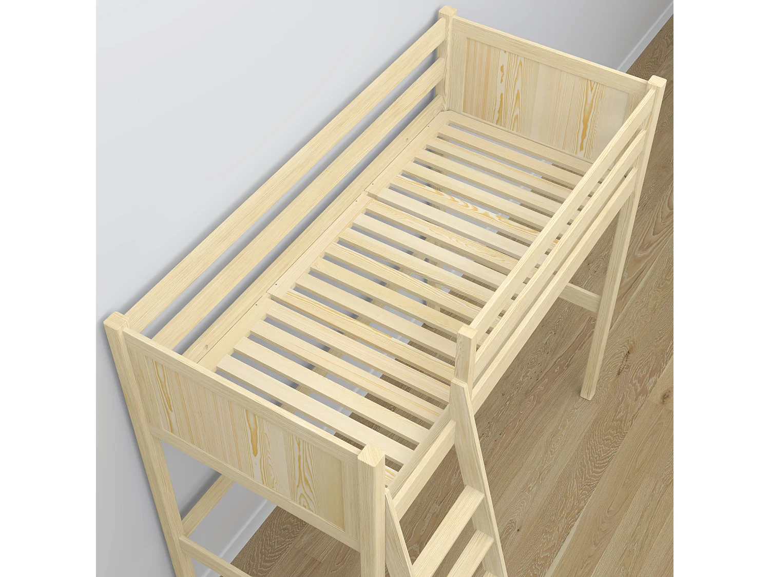 Lit mezzanine en bois N04 Pin Clair 100x190