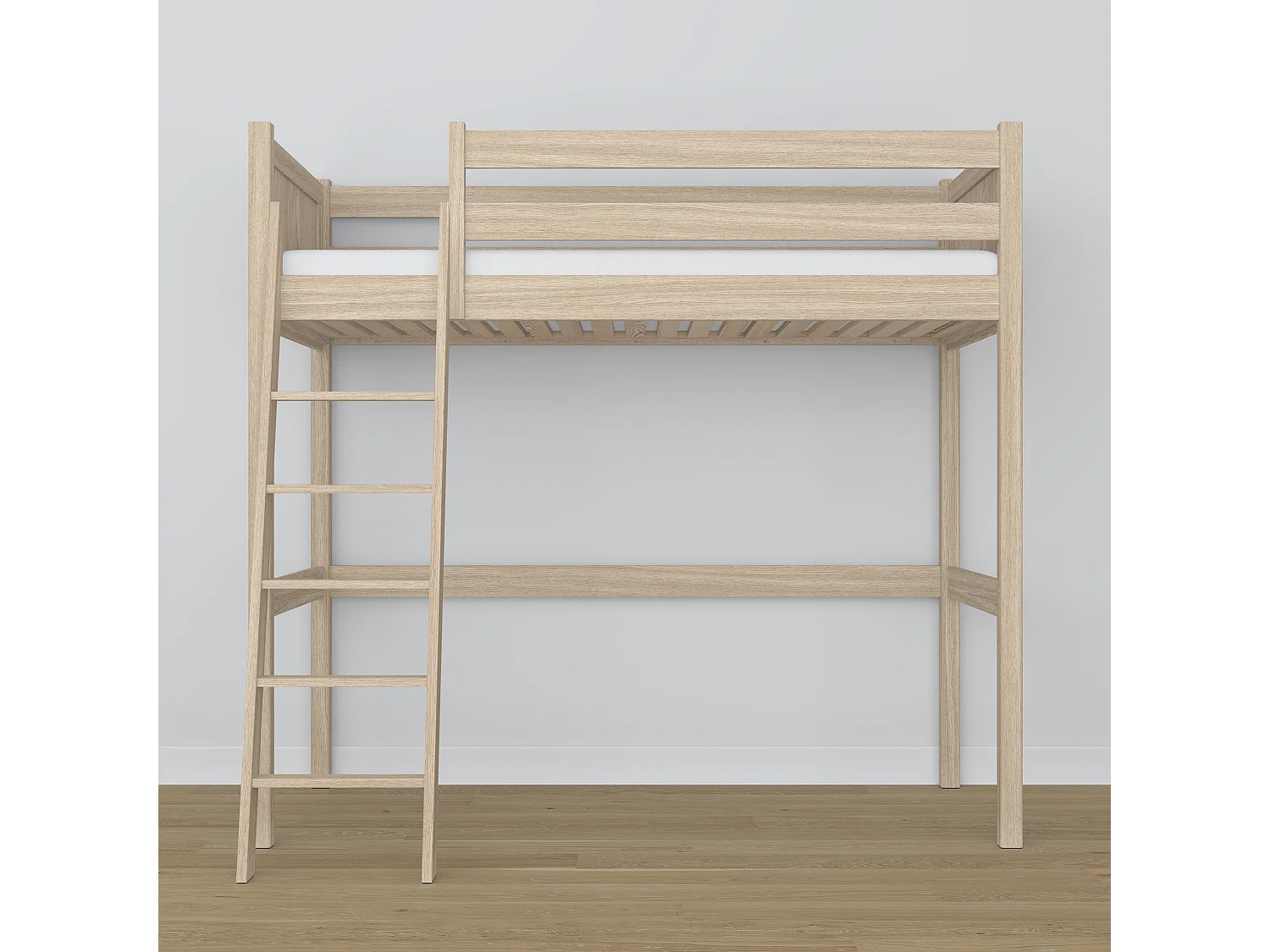Lit mezzanine en chêne N04 Chêne Blanchi 120x180