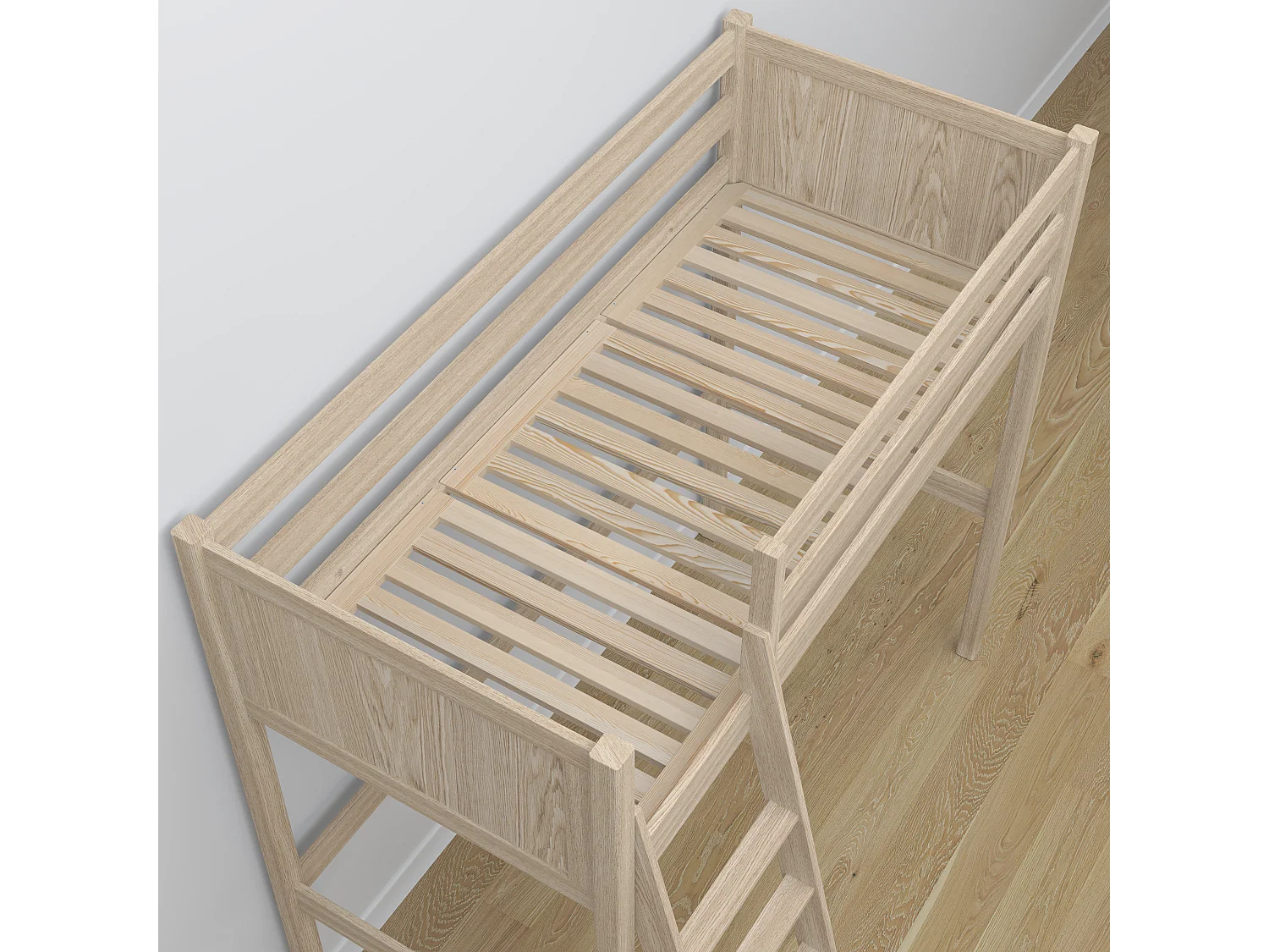 Lit mezzanine en chêne N04 Chêne Blanchi 120x180