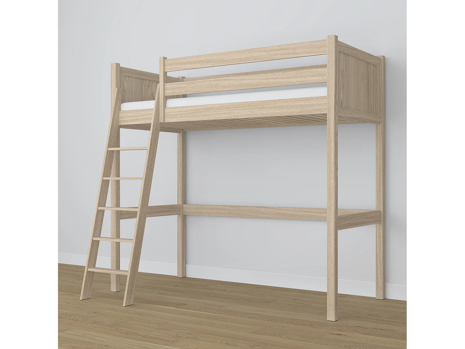 Lit mezzanine en chêne N04 Chêne Blanchi 120x180