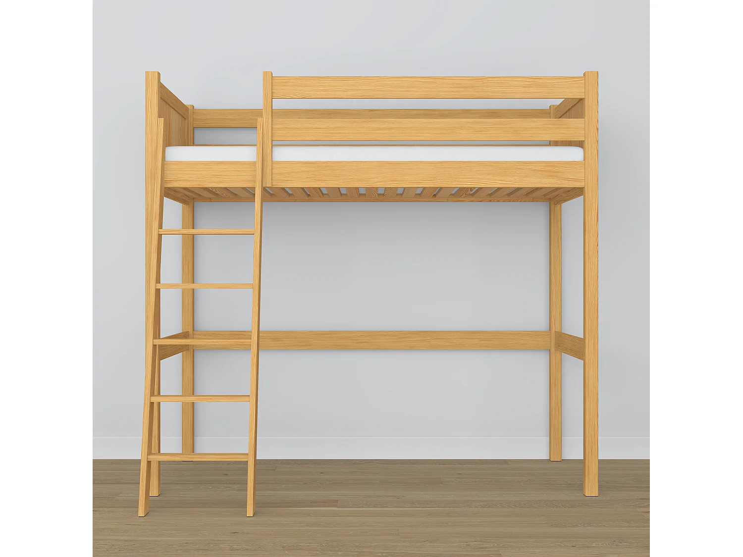 Lit mezzanine en bois N04 Pin Naturel 100x180