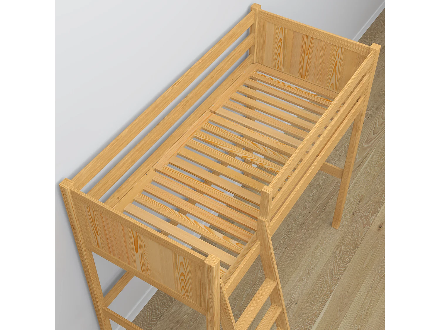 Lit mezzanine en bois N04 Pin Naturel 100x180