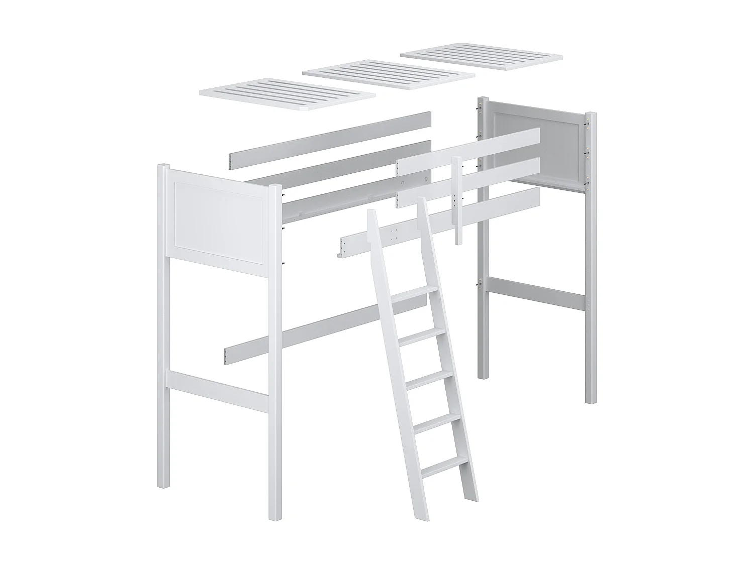 Lit mezzanine en bois N04 Blanc 100x200