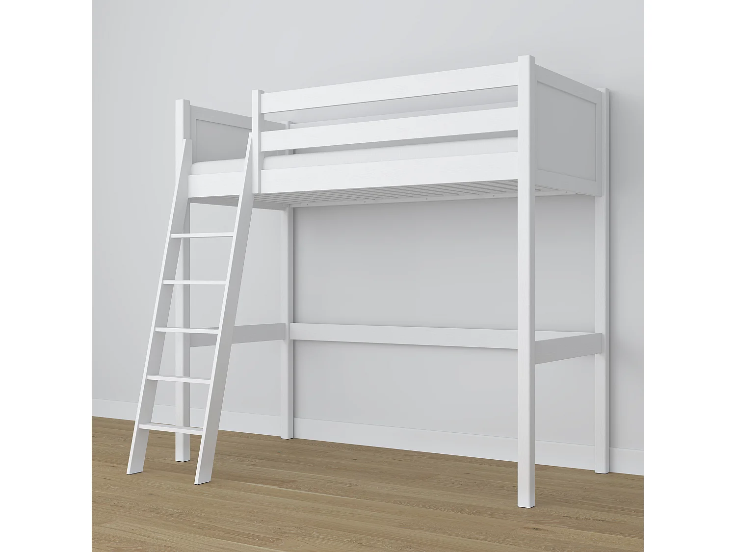 Lit mezzanine en bois N04 Blanc 90x200