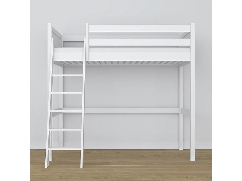 Lit mezzanine en bois N04 Blanc 120x200