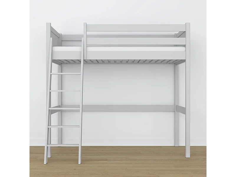 Lit mezzanine en bois N04 Gris 90x200