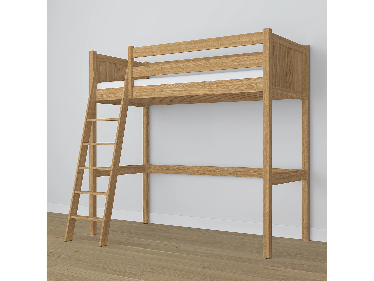 Lit mezzanine en chêne N04 Chêne Naturel 120x180