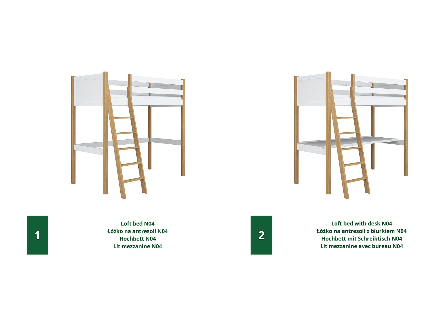 HOCHBETT N04 Weiß / Eiche Natur 80x190