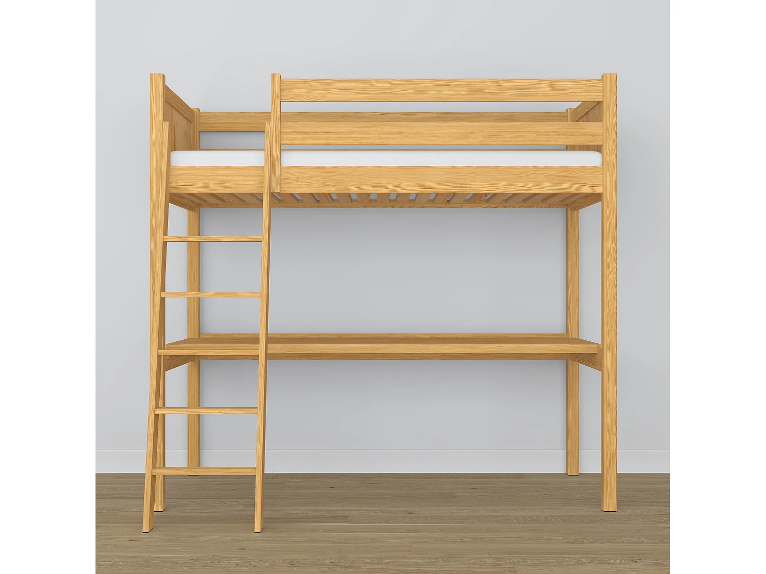 HOCHBETT N04 mit Schreibtisch Naturkiefer 90x180