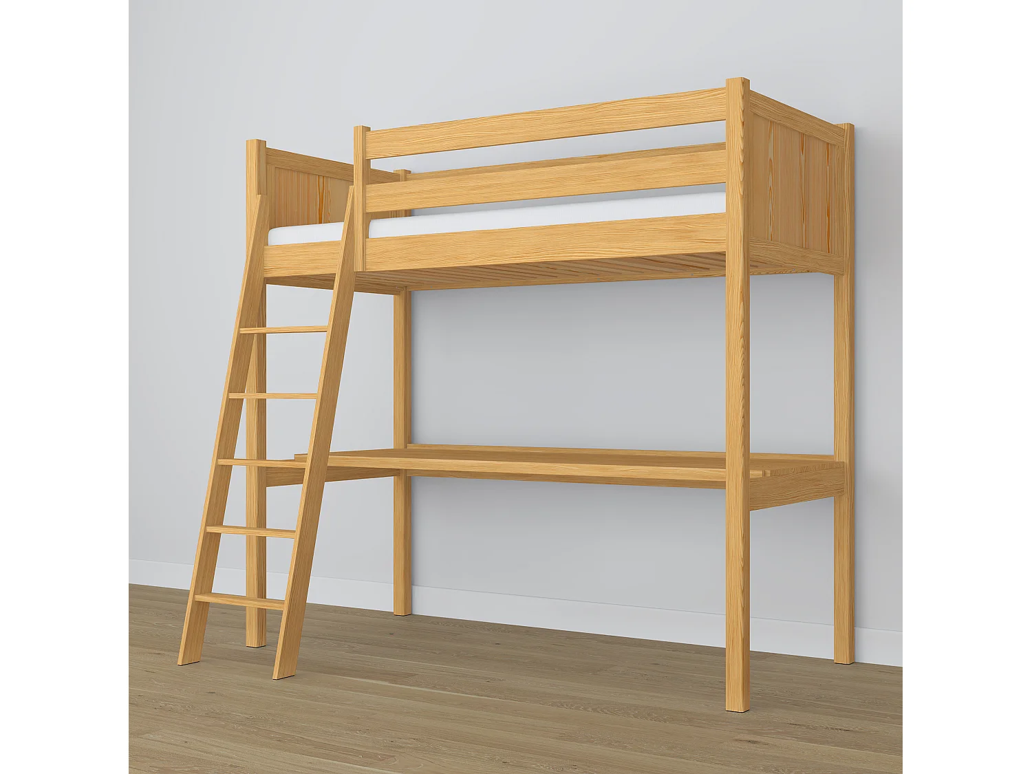 HOCHBETT N04 mit Schreibtisch Naturkiefer 90x180