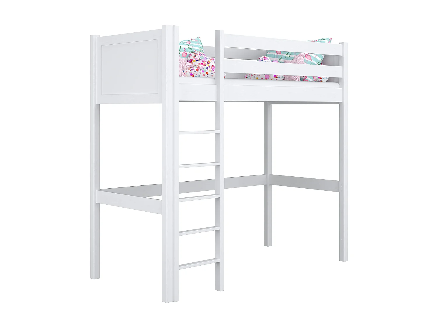 Lit mezzanine en bois N06 Blanc 120x200