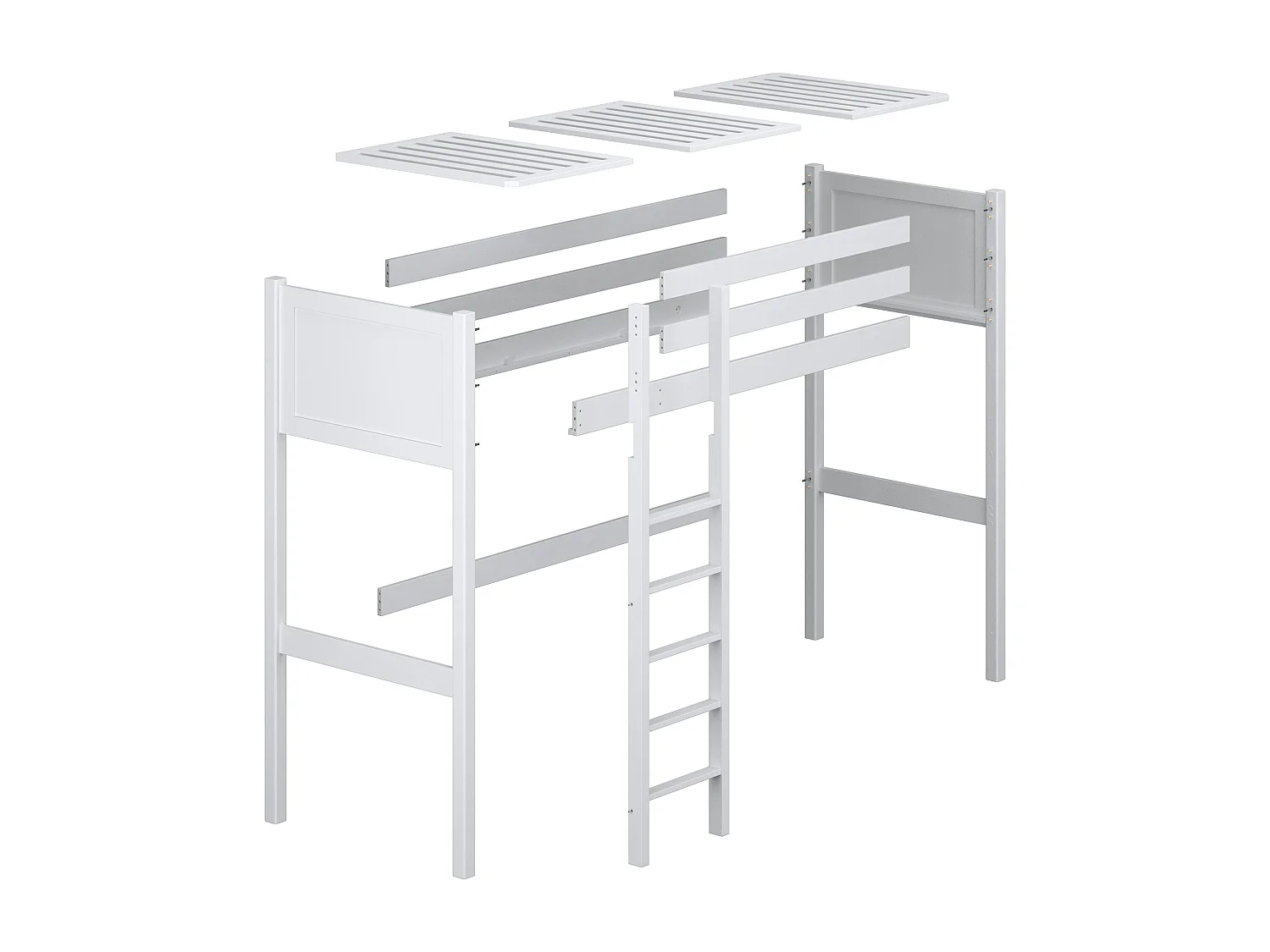 Lit mezzanine en bois N06 Pin Naturel 90x200