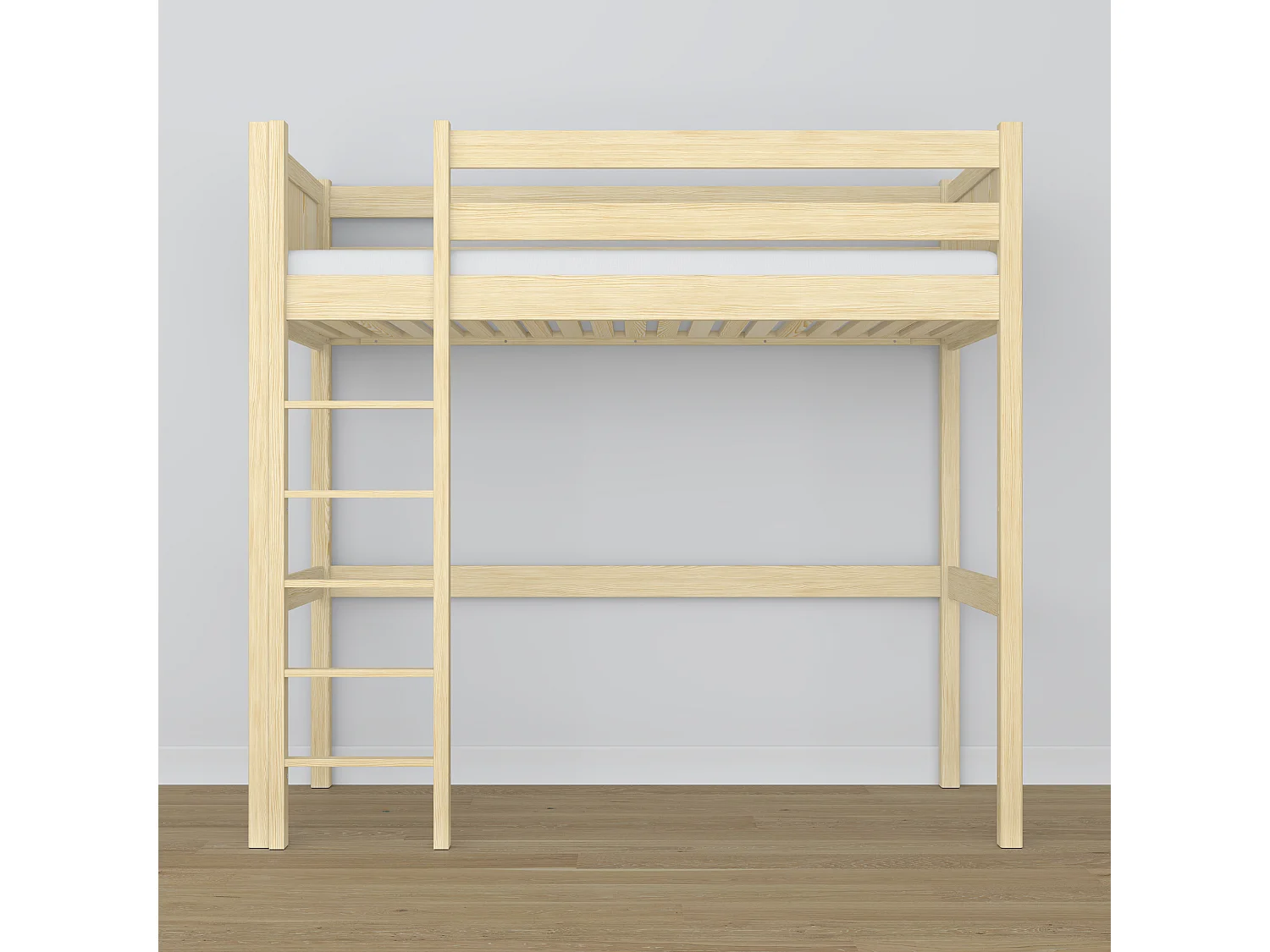 Lit mezzanine en bois N06 Pin Clair 80x200