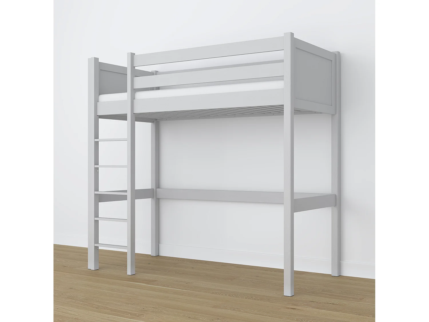 Lit mezzanine en bois N06 Gris 90x200