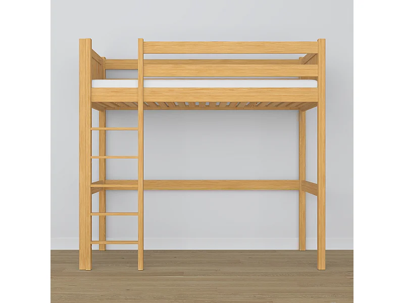 Lit mezzanine en bois N06 Pin Naturel 100x190