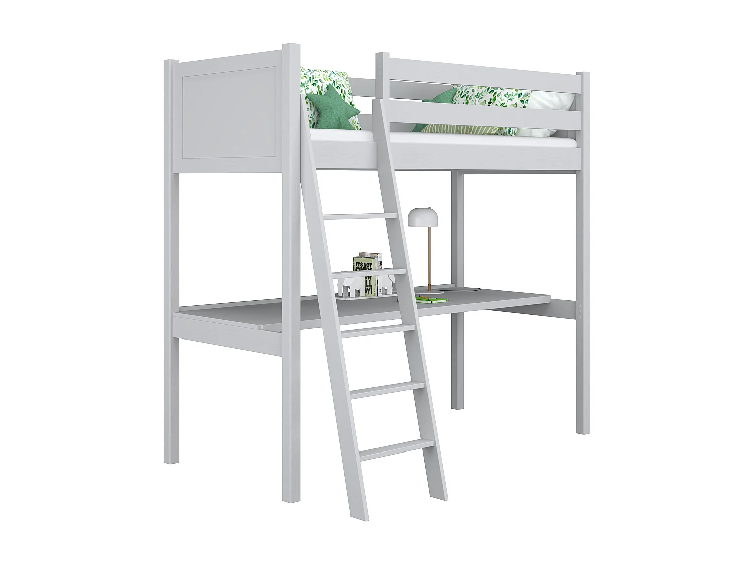HOCHBETT N04 mit Schreibtisch Grau 90x180