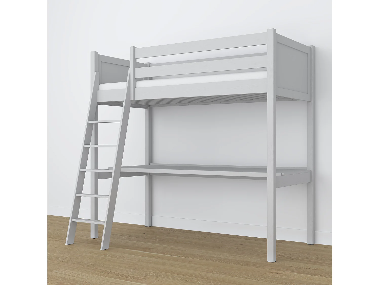 HOCHBETT N04 mit Schreibtisch Grau 90x180