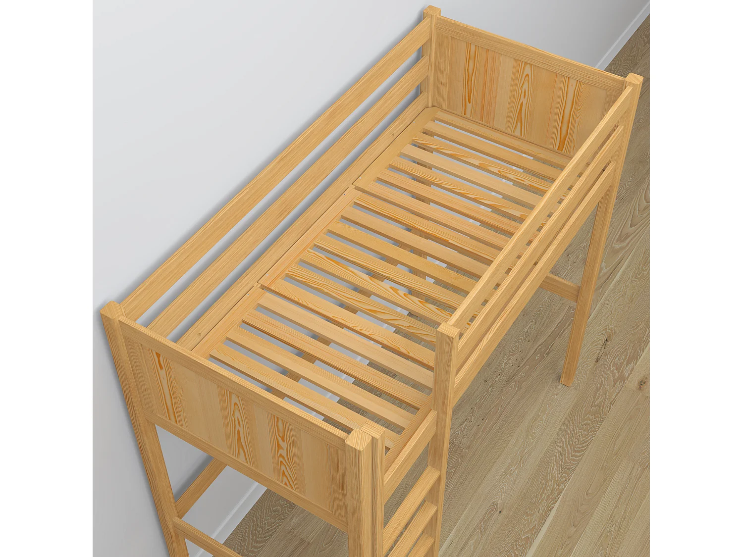 Lit mezzanine en bois N06 Pin Naturel 100x200