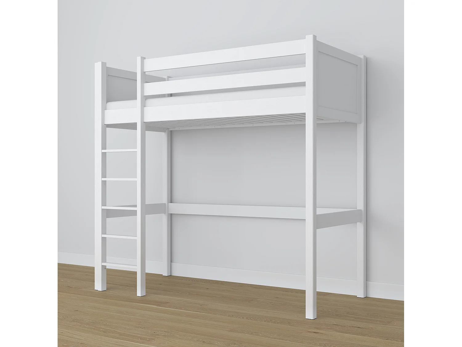 Lit mezzanine en bois N06 Blanc 90x200