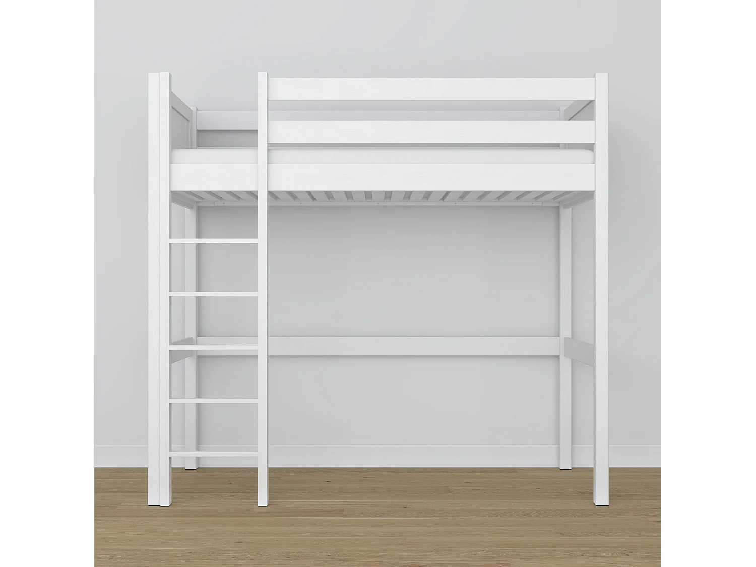 Lit mezzanine en bois N06 Blanc 90x200