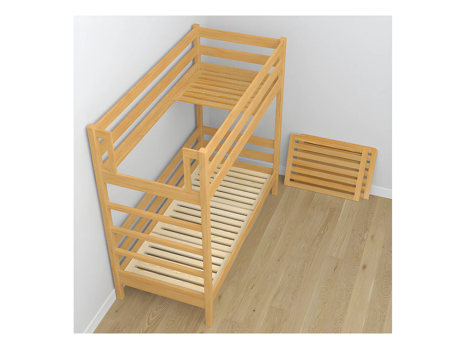 Lit superposé en bois - avec tiroir N03 Pin Naturel 100x200