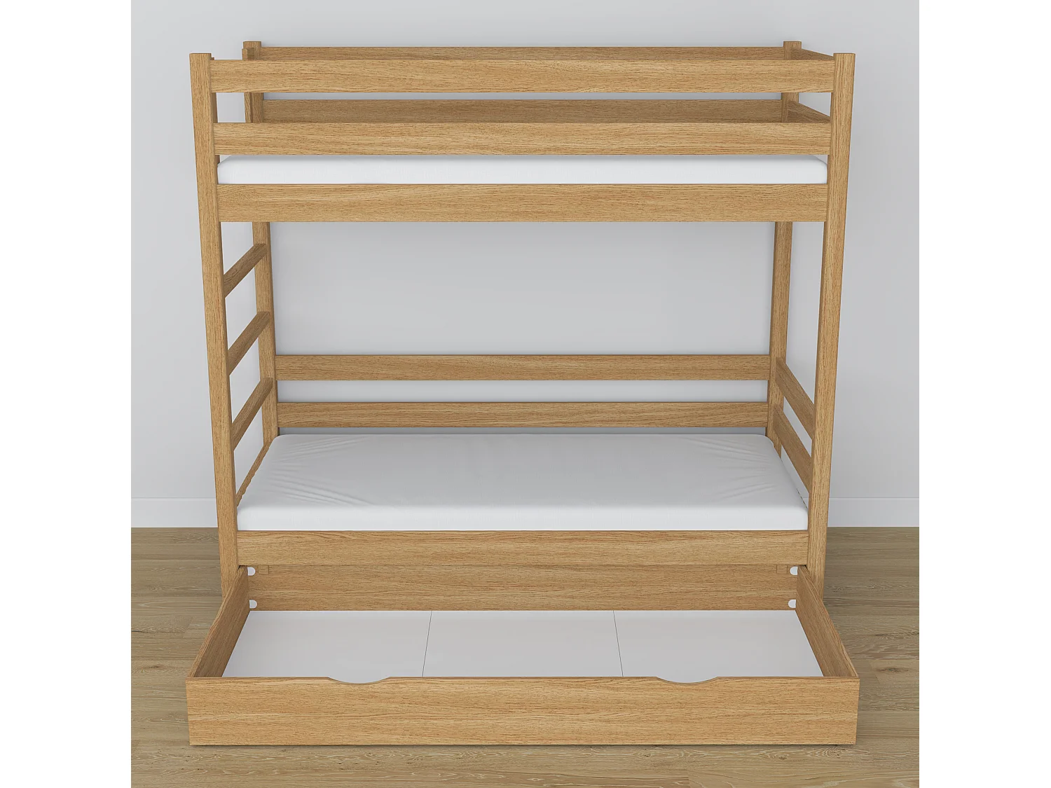 ETAGENBETT N03 mit Schublade Eiche Natur 100x200